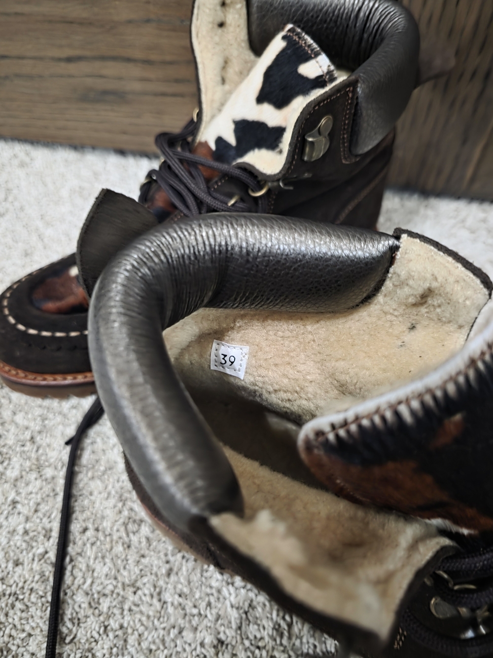 Penelope Chilvers Brown Suede Ankle Boots with Cowhide Accent - Picture 4 of 8
